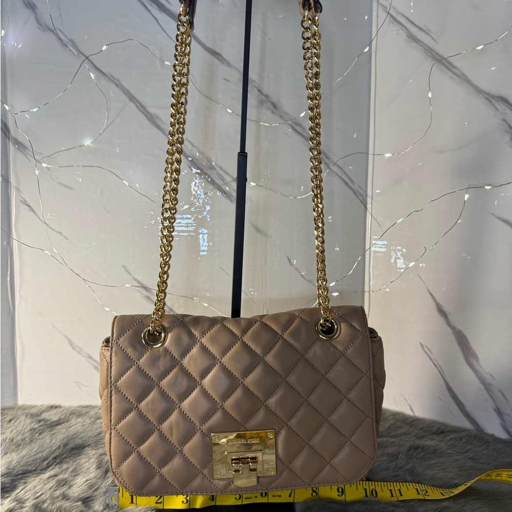 Michael Kors Quilted Tan Chain Shoulder Bag